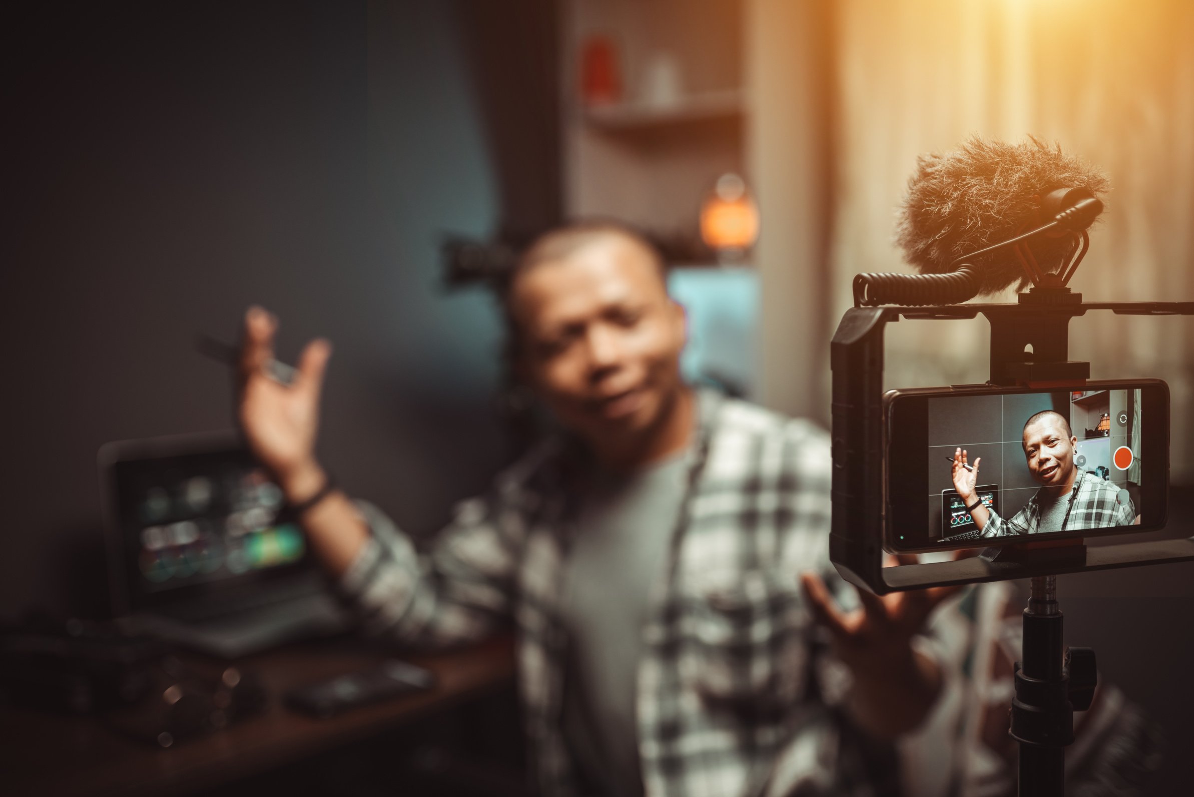 Content creators streaming video online on the social media